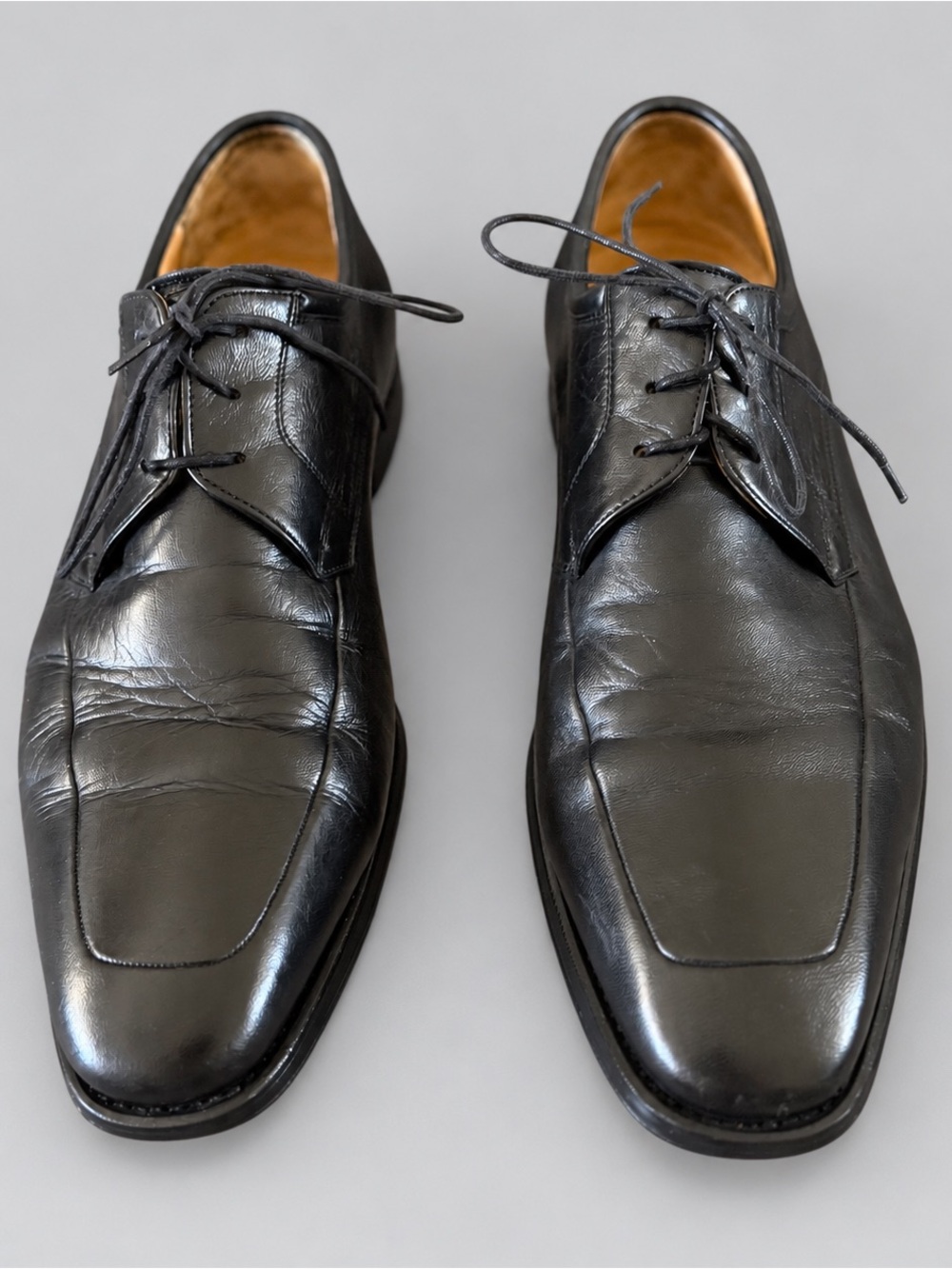 Magnanni Federico 12653 Black Leather Apron Toe Derby Dress Shoes 10.5 D Classic